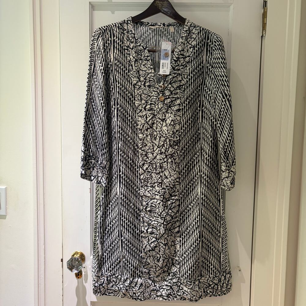 Soft Surroundings Raven Shift Dress Size Medium NWT Ecru and Black - Picture 2 of 9